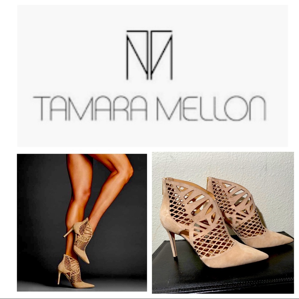 Tamara Mellon Femme Ankle LaserCut Booties NWOT 38